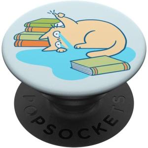 PopSockets Cat & Bookish Phone Grip – Cat-astrophic Reader PopSockets PopGrip for MagSafe(Adhesive PopGrip)