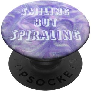 PopSockets Funny Phone Grip – Smiling But Spiraling Purple PopSockets PopGrip for MagSafe(Adhesive PopGrip)