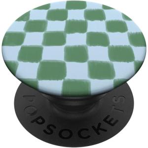 PopSockets Phone Grip – Blue Green Checker PopSockets PopGrip for MagSafe(Adhesive PopGrip)