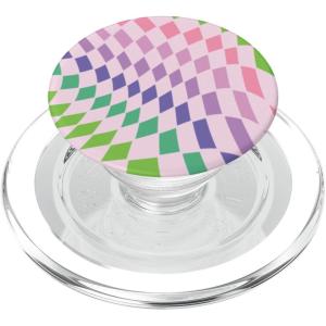 PopSockets Phone Grip – Checker Wavy Lavender PopSockets PopGrip for MagSafe(Magnetic PopGrip)