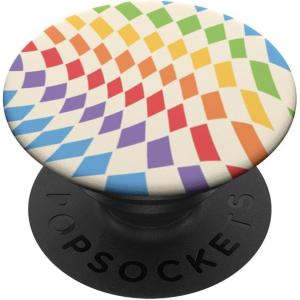 PopSockets Phone Grip – Checker Wavy Rainbow PopSockets PopGrip for MagSafe(Adhesive PopGrip)