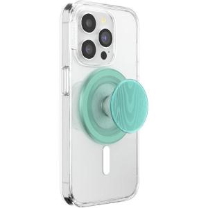 PopSockets Phone Grip for MagSafe, Magnetic Holder, Phone Stand – Translucent Mint(Alum Moire Turquoise)