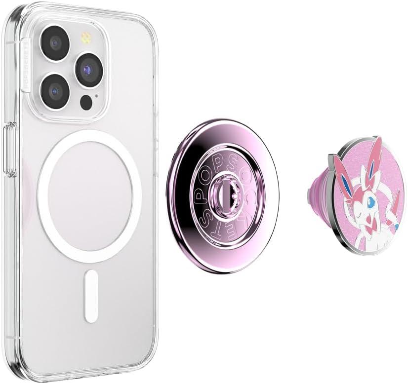 imagePopSockets Phone Grip with Expanding Kickstand Adhesive Grip PopOut POKEMON Hey PikachuSylveon Wink