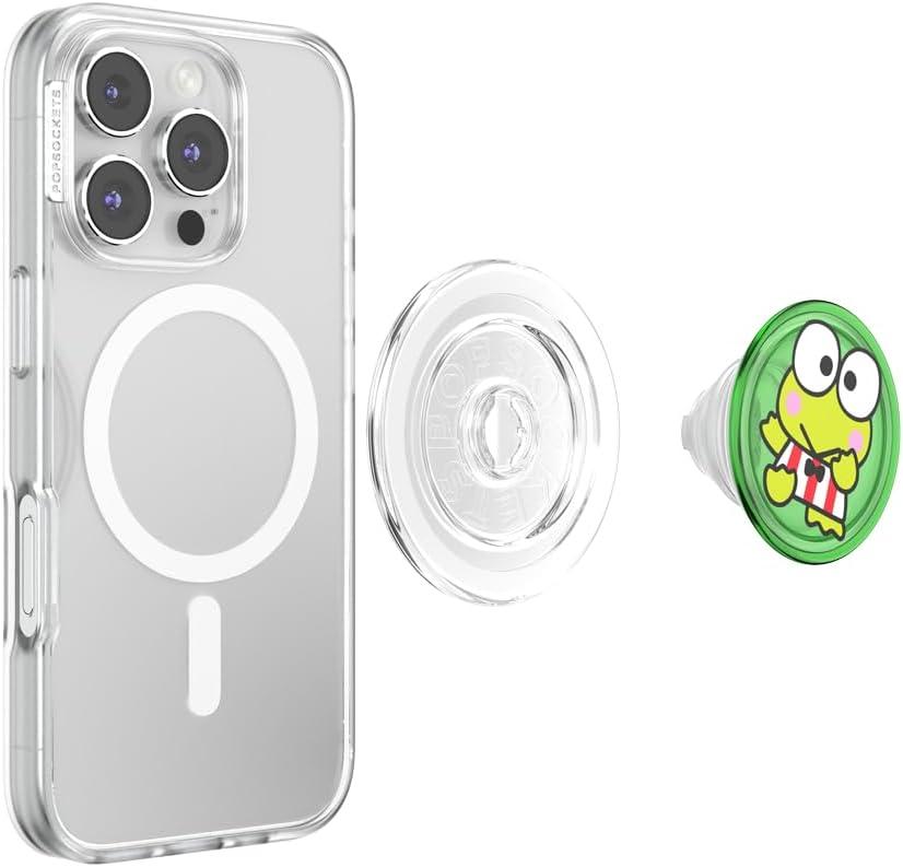 imagePopSockets Round Phone Grip Compatible with MagSafe Adapter Ring Included Phone Holder Wireless Charging Compatible Sanrio Dancing KeroppiDancing Keroppi