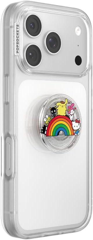 imagePopSockets Round Phone Grip Compatible with MagSafe Adapter Ring Included Phone Holder Wireless Charging Compatible Sanrio Dancing KeroppiOver the Rainbow Hello Kitty Adhesive