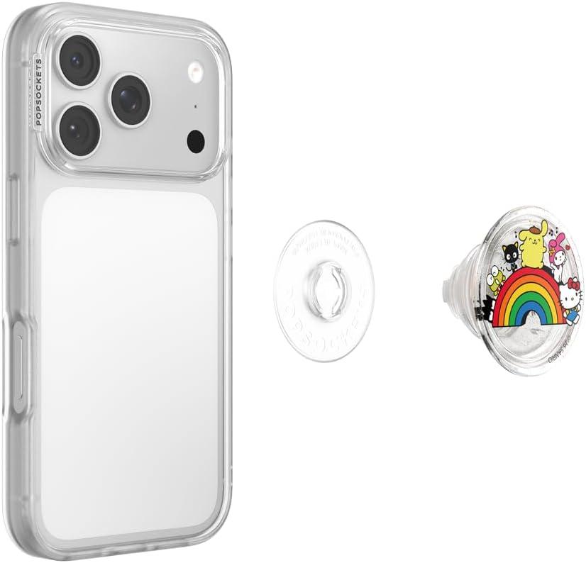imagePopSockets Round Phone Grip Compatible with MagSafe Adapter Ring Included Phone Holder Wireless Charging Compatible Sanrio Dancing KeroppiOver the Rainbow Hello Kitty Adhesive