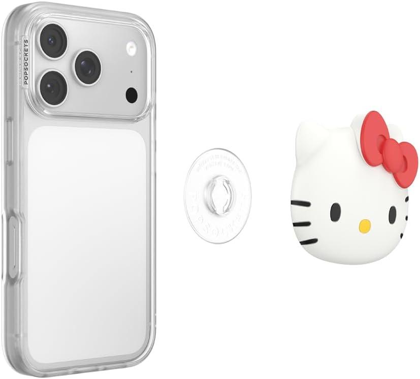 imagePopSockets Round Phone Grip Compatible with MagSafe Adapter Ring Included Phone Holder Wireless Charging Compatible Sanrio Dancing KeroppiPopOut Hello Kitty Adhesive