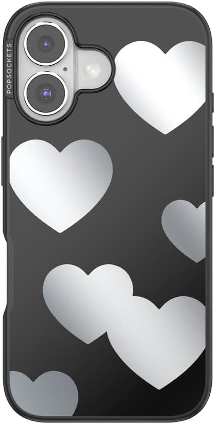 imagePopSockets iPhone 14 Pro Max Case with MagSafe Phone Case for iPhone 14 Pro Max Grip Sold Separately Wireless Charging Compatible Hearts ReflectionHearts Reflection