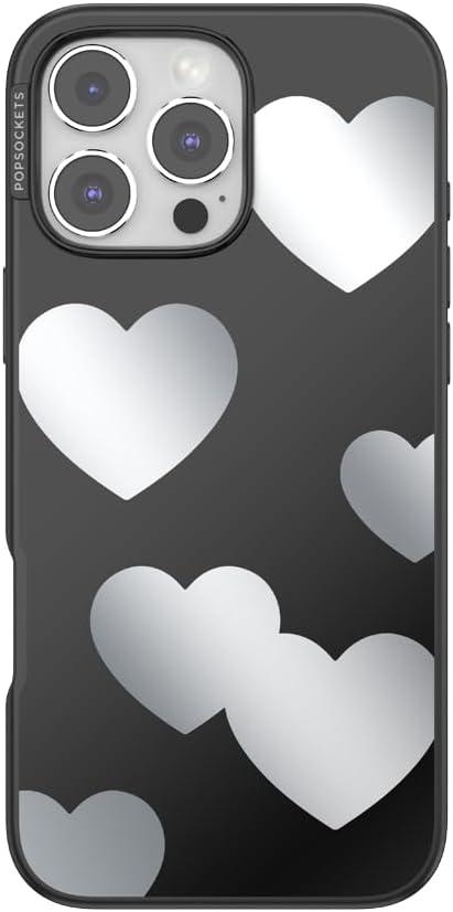 imagePopSockets iPhone 14 Pro Max Case with MagSafe Phone Case for iPhone 14 Pro Max Grip Sold Separately Wireless Charging Compatible Hearts ReflectionHearts Reflection