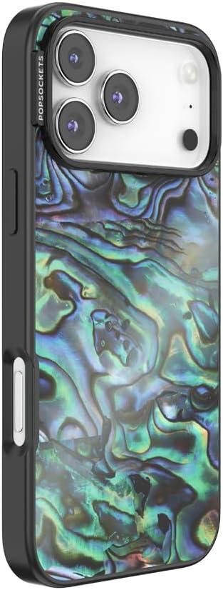 imagePopSockets iPhone 15 Case Compatible with MagSafe Phone Case for iPhone 15 Wireless Charging Compatible Case Only GinghamAlbalone