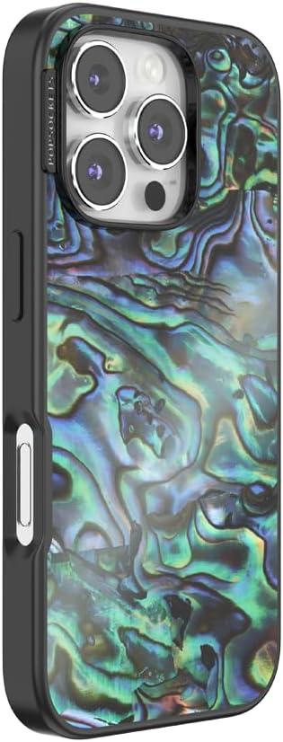 imagePopSockets iPhone 15 Case Compatible with MagSafe Phone Case for iPhone 15 Wireless Charging Compatible Case Only GinghamAlbalone