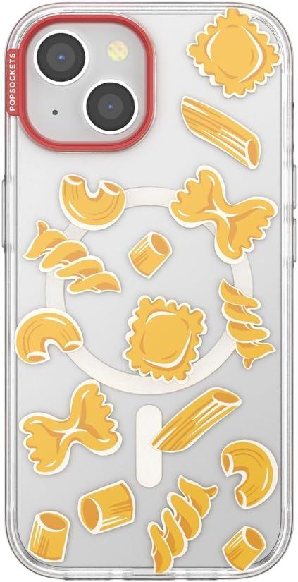 imagePopSockets iPhone 15 Case Compatible with MagSafe Phone Case for iPhone 15 Wireless Charging Compatible Case Only GinghamPasta Pasta