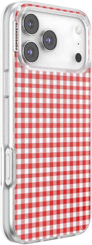 imagePopSockets iPhone 15 Case Compatible with MagSafe Phone Case for iPhone 15 Wireless Charging Compatible Case Only GinghamRed Gingham