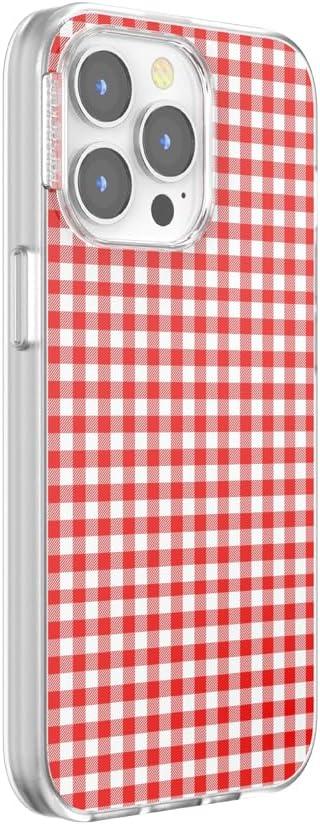 imagePopSockets iPhone 15 Case Compatible with MagSafe Phone Case for iPhone 15 Wireless Charging Compatible Case Only GinghamRed Gingham