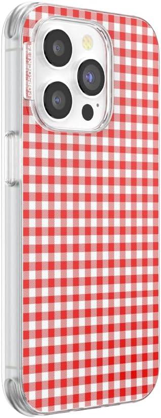 imagePopSockets iPhone 15 Case Compatible with MagSafe Phone Case for iPhone 15 Wireless Charging Compatible Case Only GinghamRed Gingham