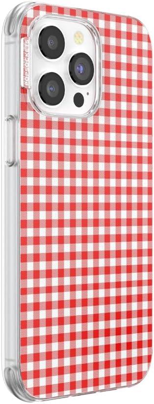 imagePopSockets iPhone 15 Case Compatible with MagSafe Phone Case for iPhone 15 Wireless Charging Compatible Case Only GinghamRed Gingham