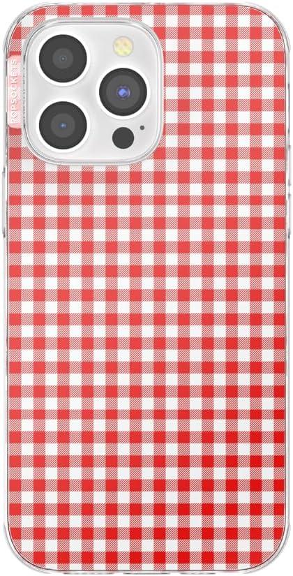 imagePopSockets iPhone 15 Case Compatible with MagSafe Phone Case for iPhone 15 Wireless Charging Compatible Case Only GinghamRed Gingham