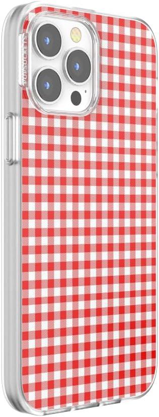 imagePopSockets iPhone 15 Case Compatible with MagSafe Phone Case for iPhone 15 Wireless Charging Compatible Case Only GinghamRed Gingham