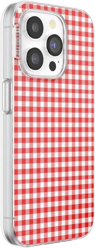 imagePopSockets iPhone 15 Case Compatible with MagSafe Phone Case for iPhone 15 Wireless Charging Compatible Case Only GinghamRed Gingham