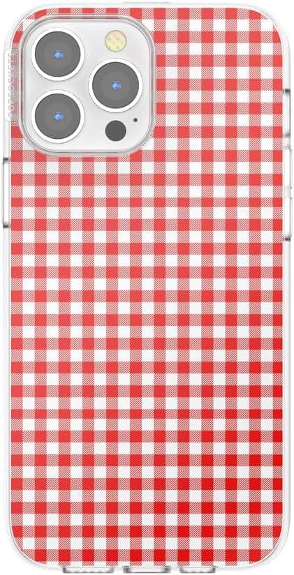 imagePopSockets iPhone 15 Case Compatible with MagSafe Phone Case for iPhone 15 Wireless Charging Compatible Case Only GinghamRed Gingham