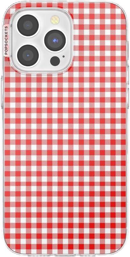 imagePopSockets iPhone 15 Case Compatible with MagSafe Phone Case for iPhone 15 Wireless Charging Compatible Case Only GinghamRed Gingham