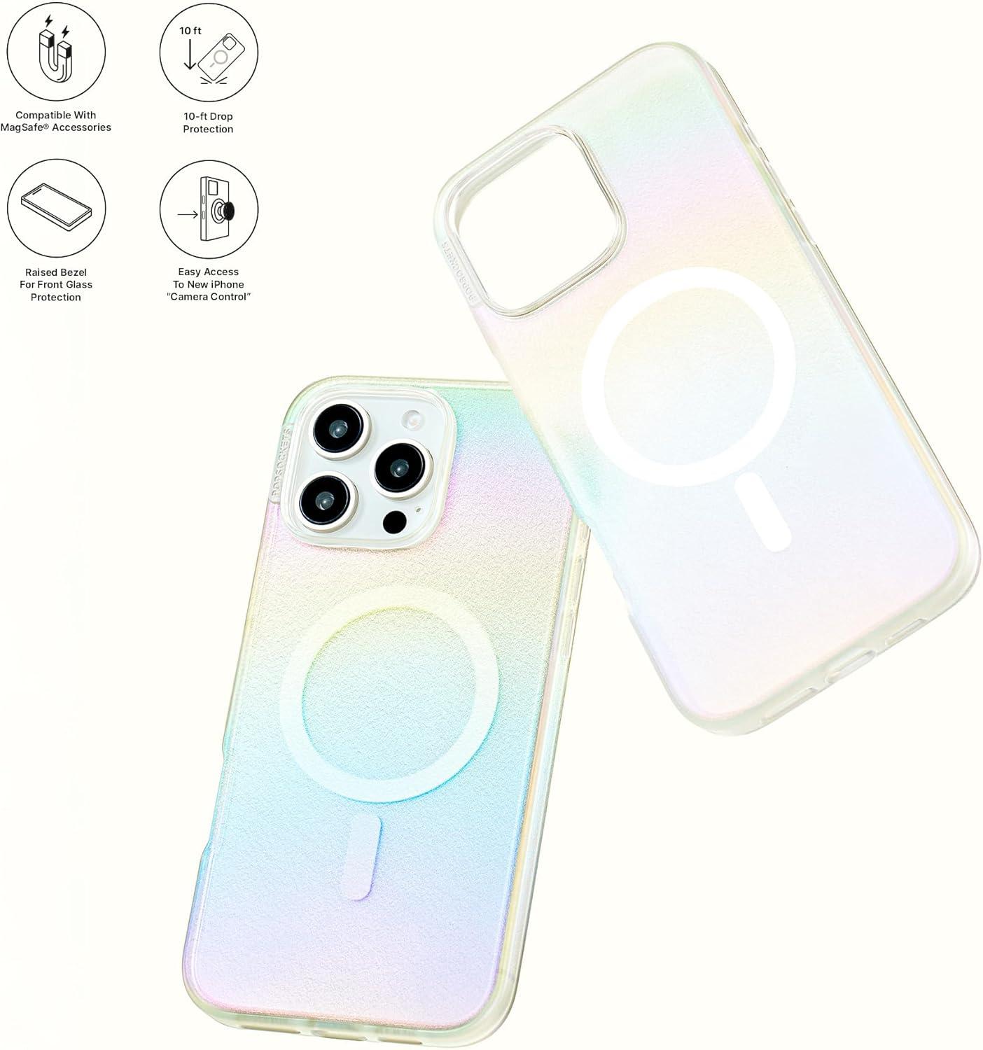 imagePopSockets iPhone 15 Plus Case Compatible with MagSafe Phone Case for iPhone 15 Plus Wireless Charging Compatible Case Only LatteShimmer