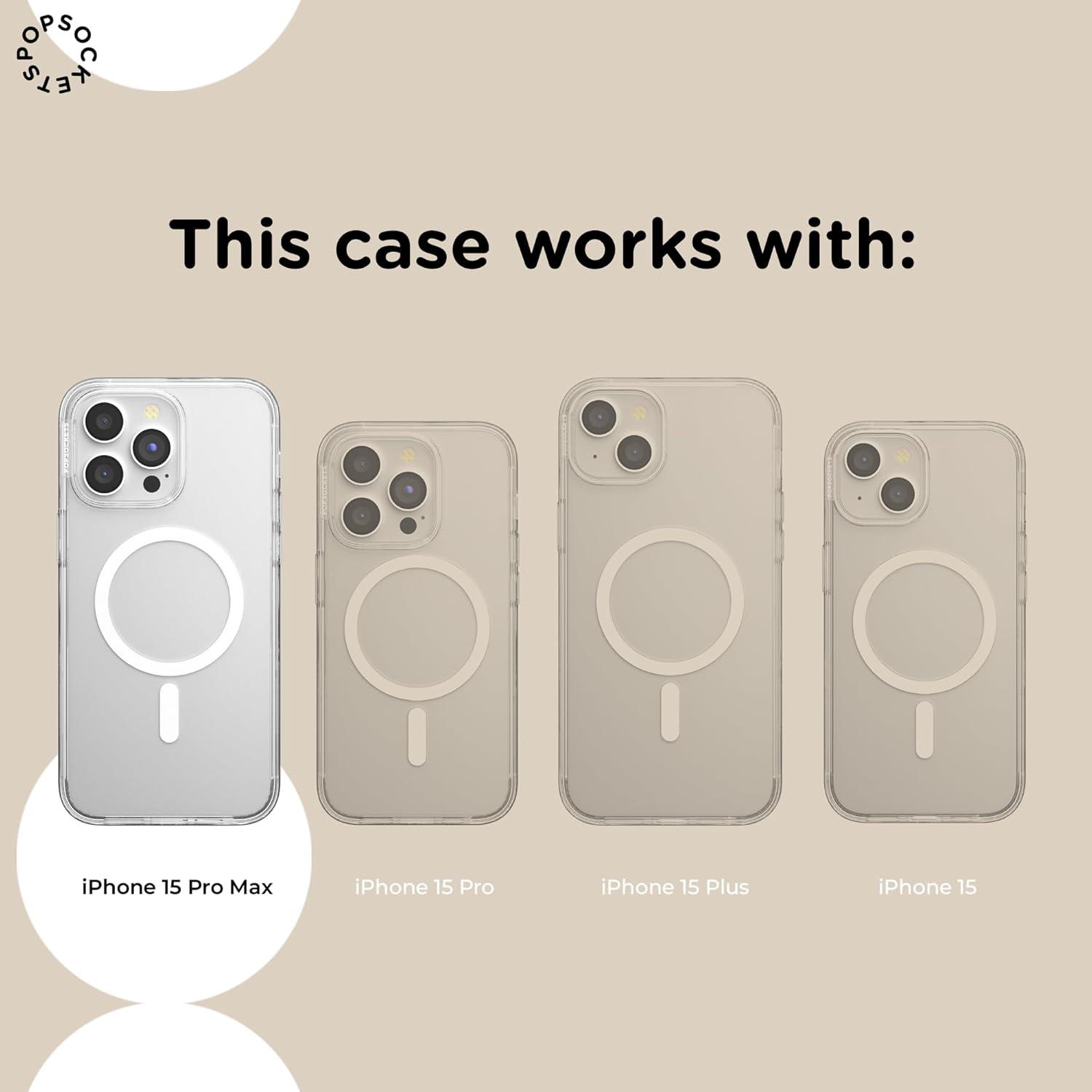 imagePopSockets iPhone 15 Plus Case Compatible with MagSafe Phone Case for iPhone 15 Plus Wireless Charging Compatible Case Only LatteShimmer