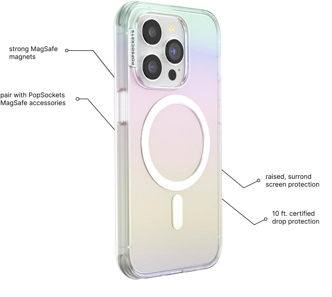imagePopSockets iPhone 15 Plus Case Compatible with MagSafe Phone Case for iPhone 15 Plus Wireless Charging Compatible Case Only LatteShimmer