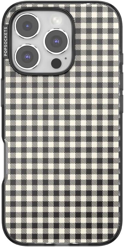 imagePopSockets iPhone 15 Pro Case Compatible with MagSafe Phone Case for iPhone 15 Pro Wireless Charging Compatible Case Only Cute PopSockets GinghamGingham