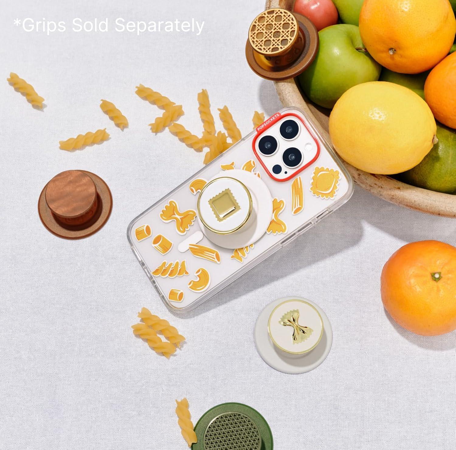 imagePopSockets iPhone 15 Pro Case Compatible with MagSafe Phone Case for iPhone 15 Pro Wireless Charging Compatible Case Only Cute PopSockets GinghamPasta Pasta