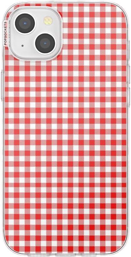 imagePopSockets iPhone 15 Pro Case Compatible with MagSafe Phone Case for iPhone 15 Pro Wireless Charging Compatible Case Only Cute PopSockets GinghamRed Gingham