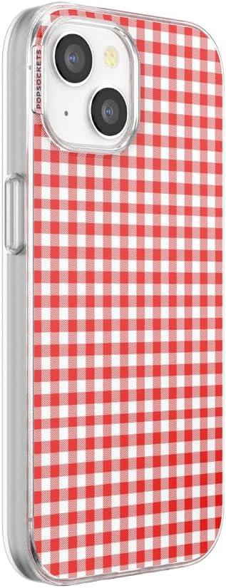 imagePopSockets iPhone 15 Pro Case Compatible with MagSafe Phone Case for iPhone 15 Pro Wireless Charging Compatible Case Only Cute PopSockets GinghamRed Gingham