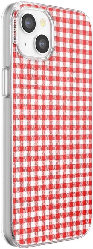 imagePopSockets iPhone 15 Pro Case Compatible with MagSafe Phone Case for iPhone 15 Pro Wireless Charging Compatible Case Only Cute PopSockets GinghamRed Gingham