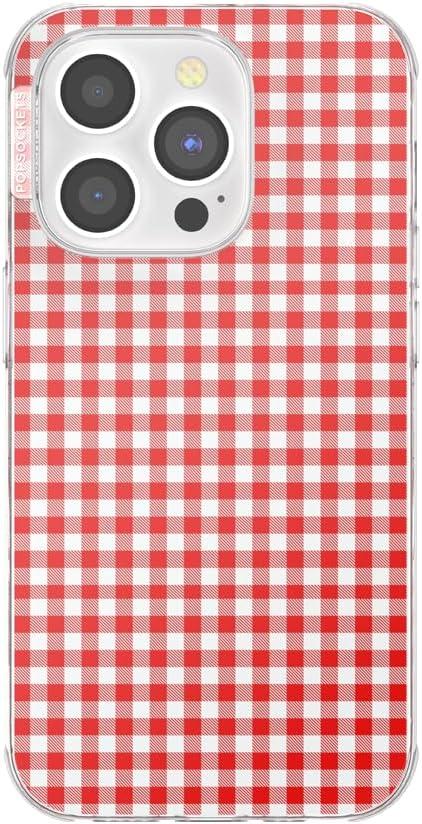imagePopSockets iPhone 15 Pro Case Compatible with MagSafe Phone Case for iPhone 15 Pro Wireless Charging Compatible Case Only Cute PopSockets GinghamRed Gingham
