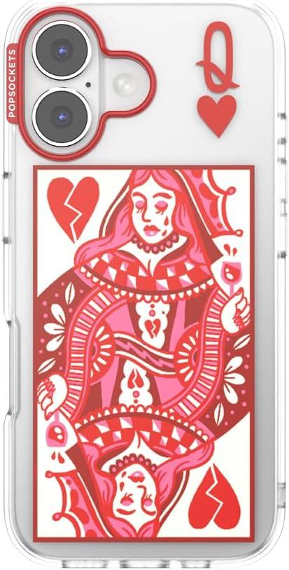 imagePopSockets iPhone 15 Pro Case Compatible with MagSafe Phone Case for iPhone 15 Pro Wireless Charging Compatible Case Only Cute PopSockets Heart QueenHeart Queen