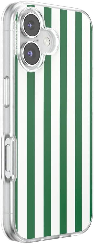 imagePopSockets iPhone 16 Plus Case Compatible with MagSafe Phone Case for iPhone 16 Plus Wireless Charging Compatible Case Only Desert MosaicClub Stripe Green