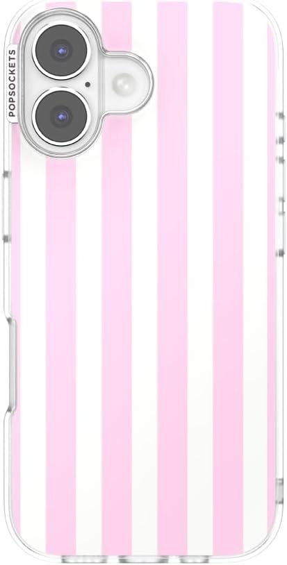 imagePopSockets iPhone 16 Plus Case Compatible with MagSafe Phone Case for iPhone 16 Plus Wireless Charging Compatible Case Only Desert MosaicClub Stripe Pink