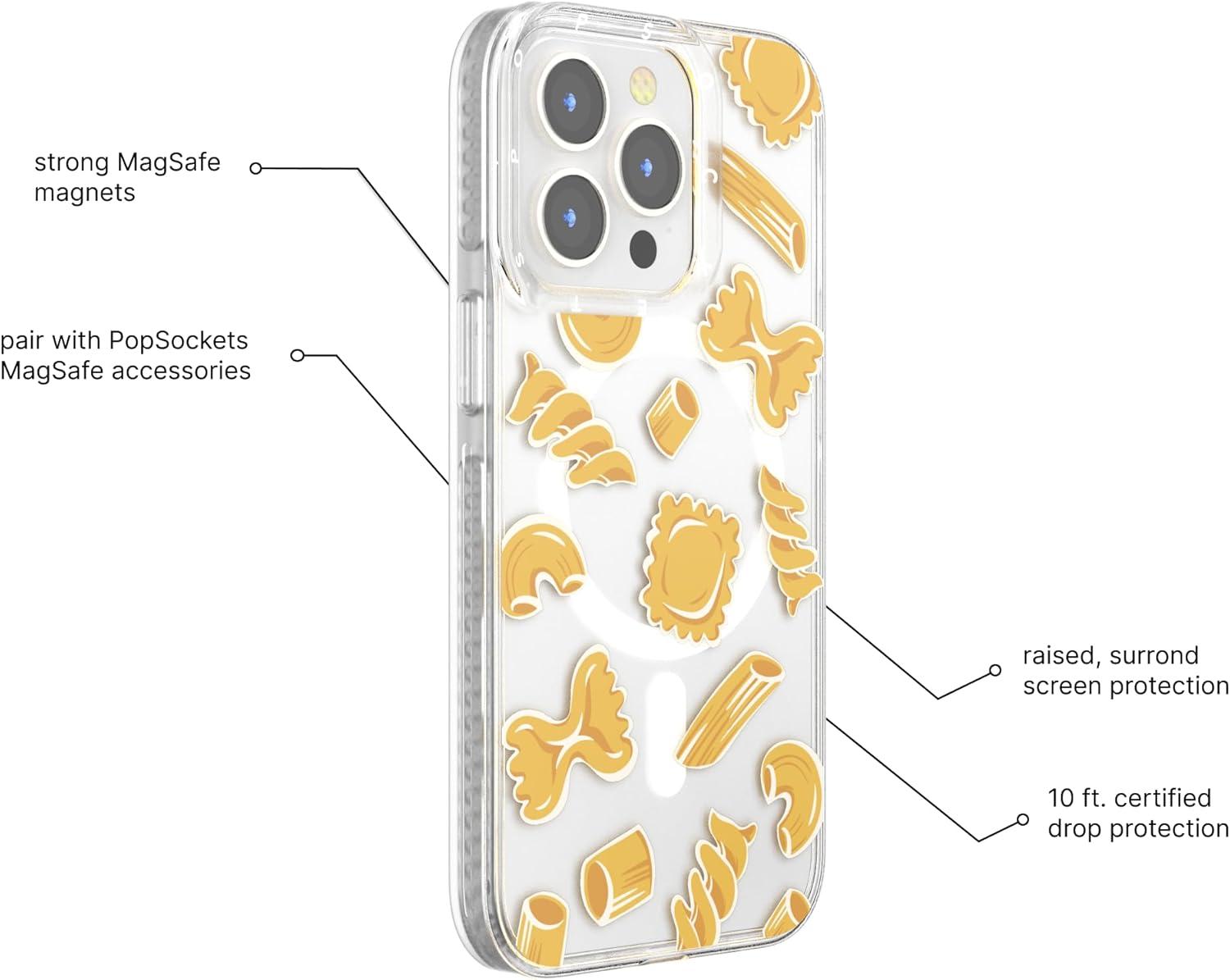 imagePopSockets iPhone 16 Plus Case Compatible with MagSafe Phone Case for iPhone 16 Plus Wireless Charging Compatible Case Only Desert MosaicPasta Pasta