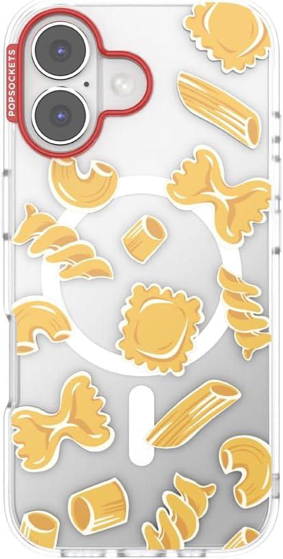 imagePopSockets iPhone 16 Plus Case Compatible with MagSafe Phone Case for iPhone 16 Plus Wireless Charging Compatible Case Only Desert MosaicPasta Pasta