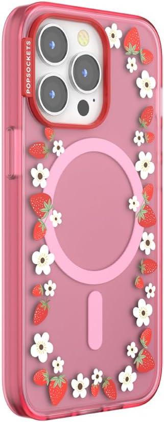 imagePopSockets iPhone 16 Plus Case Compatible with MagSafe Phone Case for iPhone 16 Plus Wireless Charging Compatible Case Only Desert MosaicStrawberry Frame