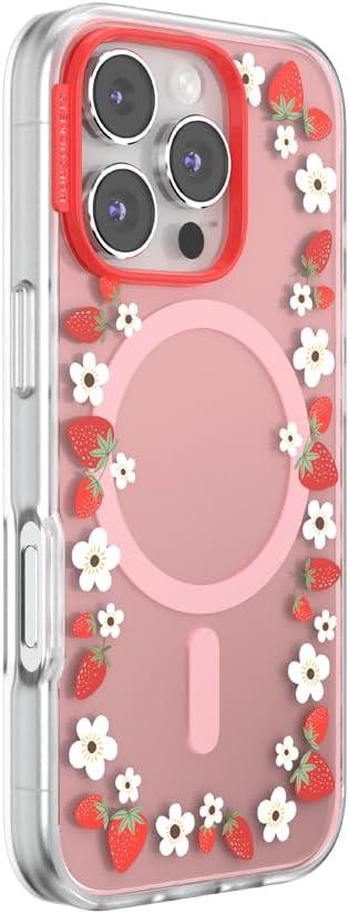 imagePopSockets iPhone 16 Plus Case Compatible with MagSafe Phone Case for iPhone 16 Plus Wireless Charging Compatible Case Only Desert MosaicStrawberry Frame