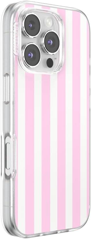 imagePopSockets iPhone 16 Pro Case Compatible with MagSafe Phone Case for iPhone 16 Pro Wireless Charging Compatible Case Only Buffalo CheckClub Stripe Pink