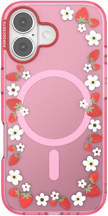 imagePopSockets iPhone 16 Pro Case Compatible with MagSafe Phone Case for iPhone 16 Pro Wireless Charging Compatible Case Only Buffalo CheckStrawberry Frame