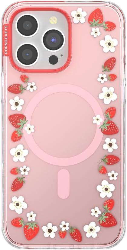 imagePopSockets iPhone 16 Pro Case Compatible with MagSafe Phone Case for iPhone 16 Pro Wireless Charging Compatible Case Only Buffalo CheckStrawberry Frame