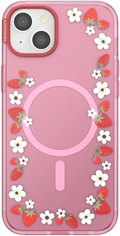 imagePopSockets iPhone 16 Pro Case Compatible with MagSafe Phone Case for iPhone 16 Pro Wireless Charging Compatible Case Only Buffalo CheckStrawberry Frame