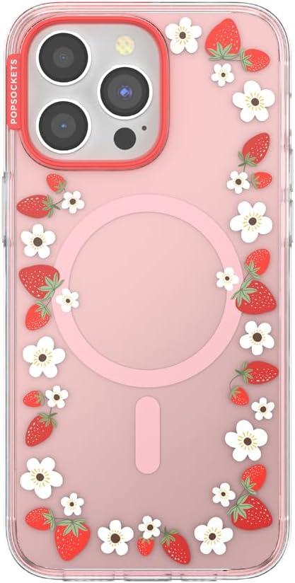 imagePopSockets iPhone 16 Pro Case Compatible with MagSafe Phone Case for iPhone 16 Pro Wireless Charging Compatible Case Only Buffalo CheckStrawberry Frame