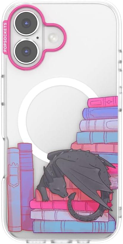 imagePopSockets iPhone 16 Pro Max Case Compatible with MagSafe Phone Case for iPhone 16 Pro Max Wireless Charging Compatible Case Only FireheartCurled Up With a Good Book