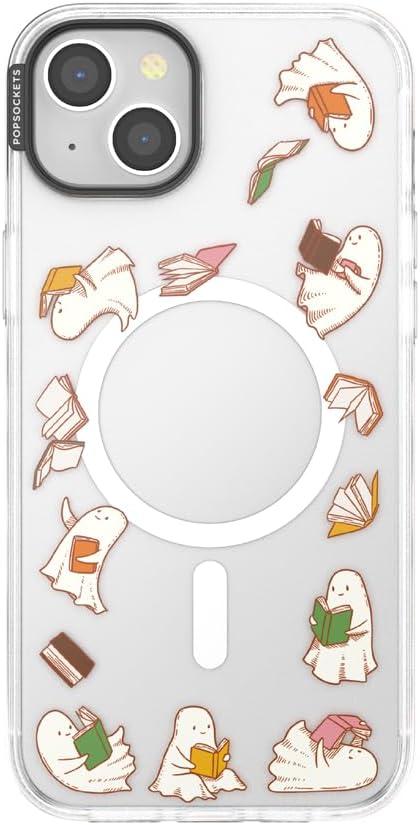imagePopSockets iPhone 16 Pro Max Case Compatible with MagSafe Phone Case for iPhone 16 Pro Max Wireless Charging Compatible Case Only FireheartSpooky Book Club Clear