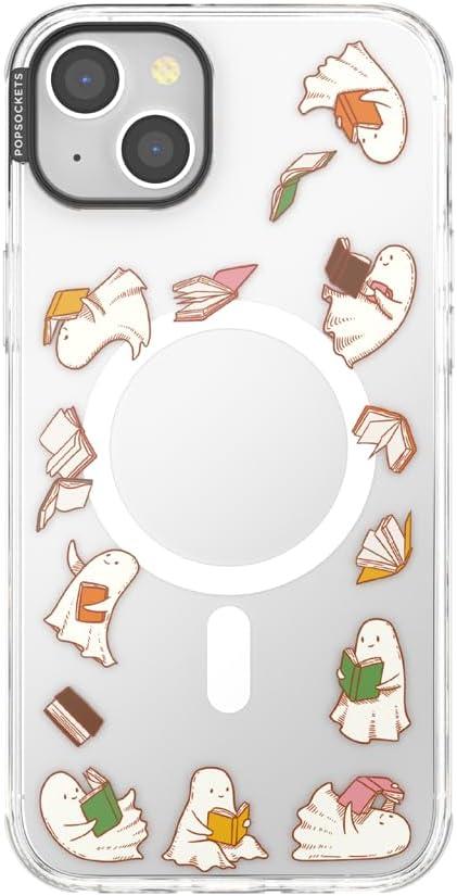 imagePopSockets iPhone 16 Pro Max Case Compatible with MagSafe Phone Case for iPhone 16 Pro Max Wireless Charging Compatible Case Only FireheartSpooky Book Club Clear