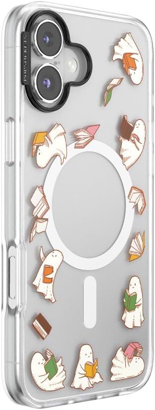 imagePopSockets iPhone 16 Pro Max Case Compatible with MagSafe Phone Case for iPhone 16 Pro Max Wireless Charging Compatible Case Only FireheartSpooky Book Club Clear